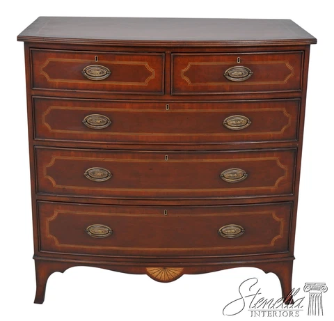 L60329EC: English Bow Front Inlaid Mahogany Chest Cover