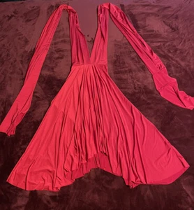 MaiTai Covertible 7 Way Sleeves Dress Size Small Silky Sheath Red - Picture 1 of 12