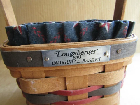 LONGABERGER 1993 INAUGURAL BASKET, CLOTH LINER AND CERTIFICATE PAPER 5 X 5 X 4.5 Cover