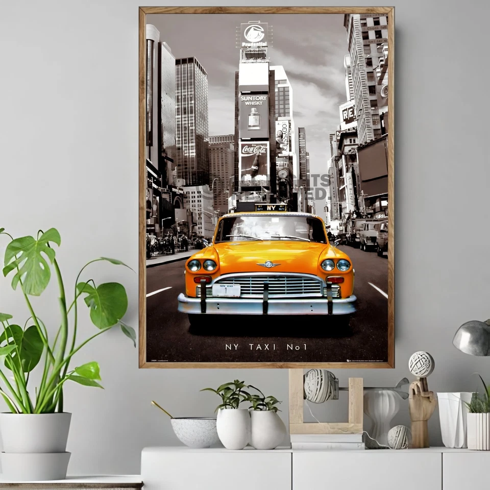 NEW YORK YELLOW TAXI Home Wall Art Print Great Gift  POSTER / CANVAS - Image 1 of 3