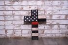 Wooden American Flag Cross Godchild Baptism Laser Engraved Cross, Religious Gift