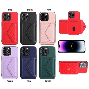 For iPhone 15 Pro Max 14 XR 7 Fashion Shockproof Case Card Wallet Leather Cover - Picture 1 of 13