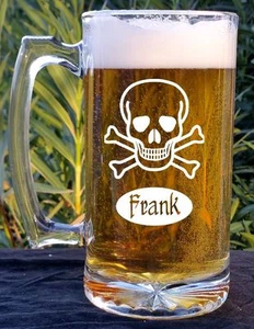 Custom 26 oz Skull & Crossbones beer mug - Picture 1 of 2