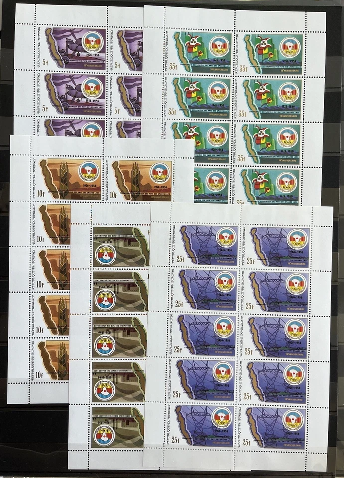 10x Burundi - Communications - Timbres - stamps - MNH** - Alb.9 - Image 1 of 1