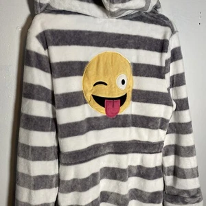 BATA PJ Salvage para mujer emoji grande cara sonriente con capucha felpa con cinturón - Imagen 1 de 17