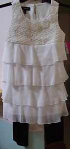 Girls Amy Byer 2 Pc Ivory Dress and Black Leggings Dressy Outfit Sz XL 16 - Picture 1 of 5