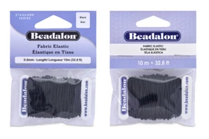 Beadalon® Fabric Covered Elastic Cord Black Color * Choose Diameter - Picture 1 of 3