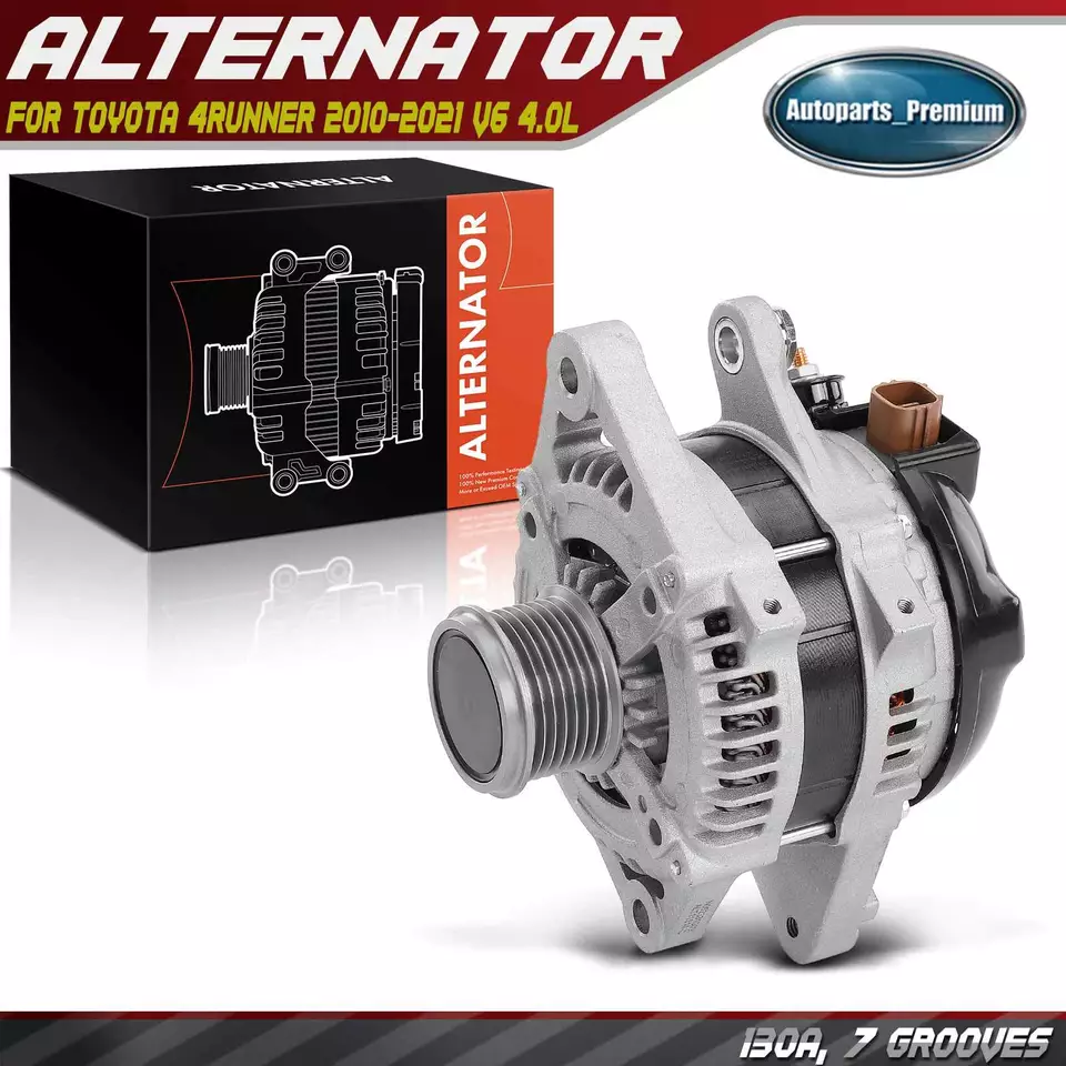 Alternator for Toyota 4Runner	2010-2021 V6 4.0L 130A 12V CW 7-Groove Decoupler - Image 1 of 4