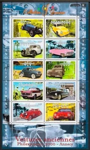 France - "BUGATTI ~ CADILLAC ~ FERRARI ~ AUTOMOBILES ~ VINTAGE CARS" MNH MS 2000 - Picture 1 of 3