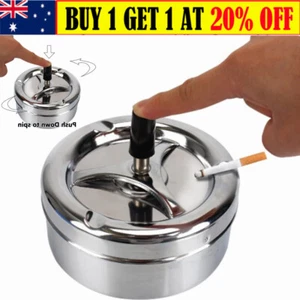 High-Quality Round Stainless Steel Rotating Ashtray Smoking Cigarette ButtBucket - Picture 1 of 11