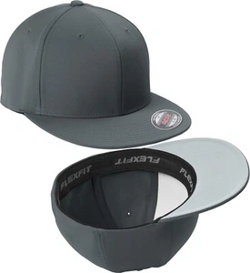 Flexfit Cool & Dry Flat Bill Structured Baseball Hat High Profile Cap S/M, L/XL - Picture 1 of 6
