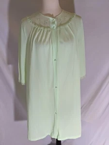 Camisón Lorena Vintage Botón Frontal Talla Pequeña Bata Verde Pastel - Imagen 1 de 12