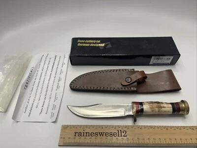 VINTAGE VOSS CUTLERY CO. BOWIE KNIFE 5” BLADE SHEATH SOLINGEN GERMANY RARE - Imagem 1 de 4