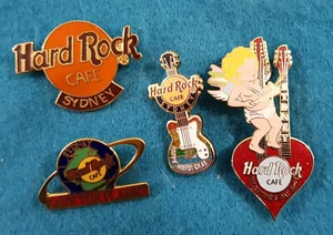 SET SYDNEY VALENTINE'S DAY MARDI GRAS GUITAR LOGO GLOBE Hard Rock Cafe 4 PIN LOT - Picture 1 of 1