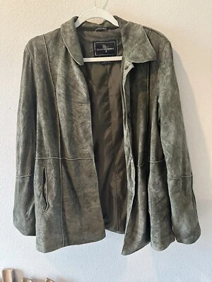 100% Leather Brandon Thomas Size Large Jacket W Pockets  Button Down In Sage - Image 1 of 4
