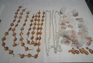 24+ Vintage Amber Glass Faceted, Teardrop Crystal Prism Lamp Chandelier Parts + - Imagen 1 de 8
