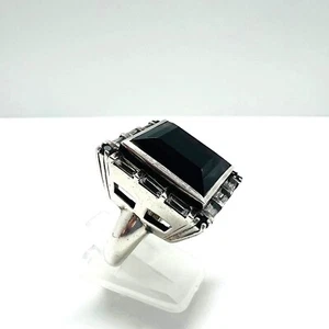 Designer 925 Silber Statement-Ring Onyx Optik, Luxus Cocktail Ring, Vintage Look - Bild 1 von 6