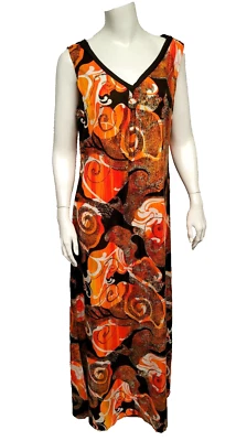 Vintage 1970's Women's Size M Handmade Hippy Mod Maxi Dress - Image 1 of 4