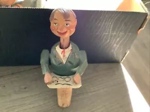 Vintage ANRI Personaggio Legno Meccanico Sughero Vino Tappo Oculista Funziona - Foto 1 di 3