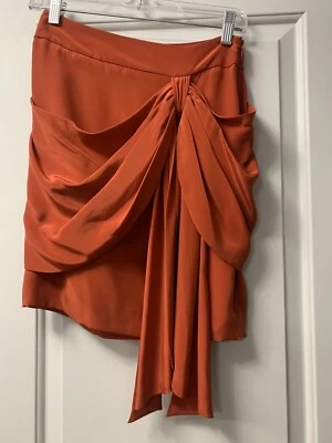 Falda JUICY COUTURE Sol Africano 100% Seda Drapeada Corbata Naranja Talla P Foto 1 de 3