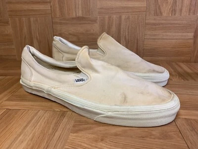 Vintage🇺🇸 VANS NOSS Made In The USA White Canvas Slip On Sneakers Sz 13 OG  - Image 1 of 4