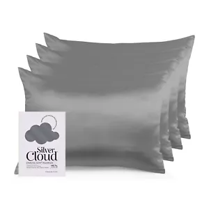 Silver Cloud Anthrazit Satin Kissenbezug 4er Pack - Bild 1 von 8