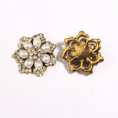 50Pcs 37mm Snow Pearl Crystal Rhinestone Buttons Aplliques Embellishment - Image 1 of 3