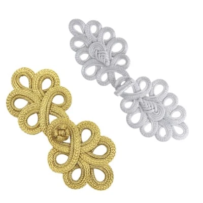 Gold Chinese Frog Buttons Handmade Flower Fastener Button Chinese Knot Buttons - Image 1 of 4