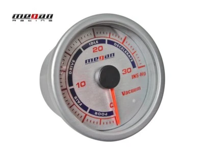 Megan Racing Version 2 Vacuum Meter Gauge Silver Face 52mm LED lamps - Image 1 of 2
