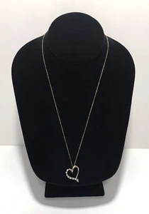 10K Yellow Gold Natural Round Diamond Heart Pendant w/10K Delicate Necklace - Picture 1 of 14