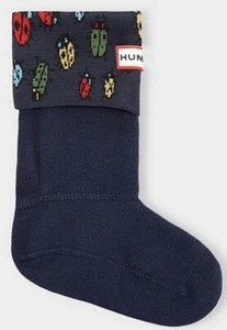 Hunter Original Kids Boot Socks Ladybird/ Ladybug Print, Navy Size L - Picture 1 of 6