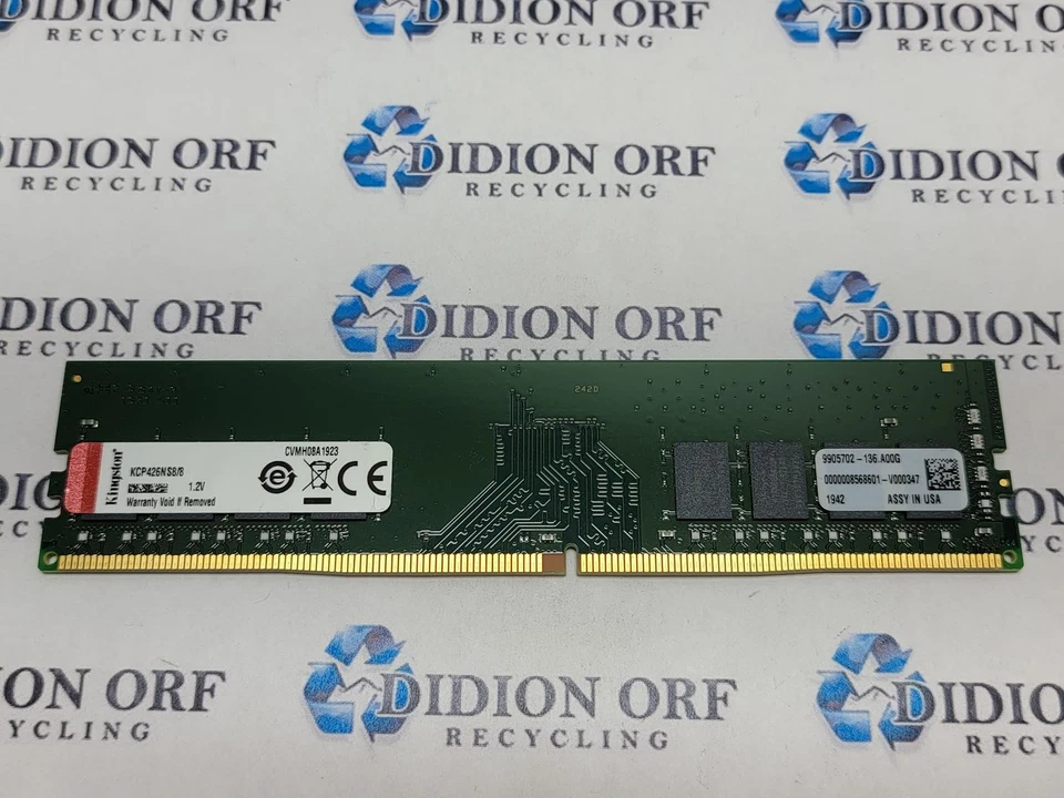 Kingston 8gb DDR4 Desktop RAM 2666 MHz  KCP426NS8/8, SKU 12918 - Image 1 of 1