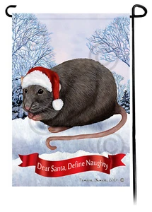 Dear Santa, Define Naughty Garden Flag - Grey Rat - Picture 1 of 1