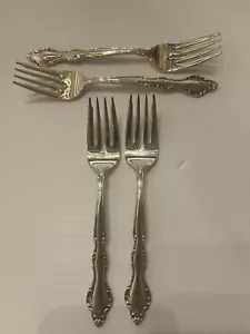 4 SALAD FORKS International Deep Silver WAKEFIELD Silverplate Flatware - Picture 1 of 3