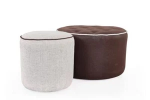 Designer Sitzhocker Set Luxuriöses Polster Puff Fußhocker Textil Sitzer - Bild 1 von 2