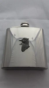 B29 Pheasant's Head english pewter 6oz Stainless Steel Hip Flask With Pewter - Picture 1 of 1