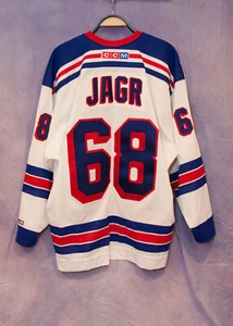 New York Rangers CCM Hockey Jersey Mens Large Jaromír Jágr #68 NHL White 90s - Picture 1 of 7