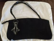 Pollini Black Suede and Patent Shoulder Bag, Made in Italy