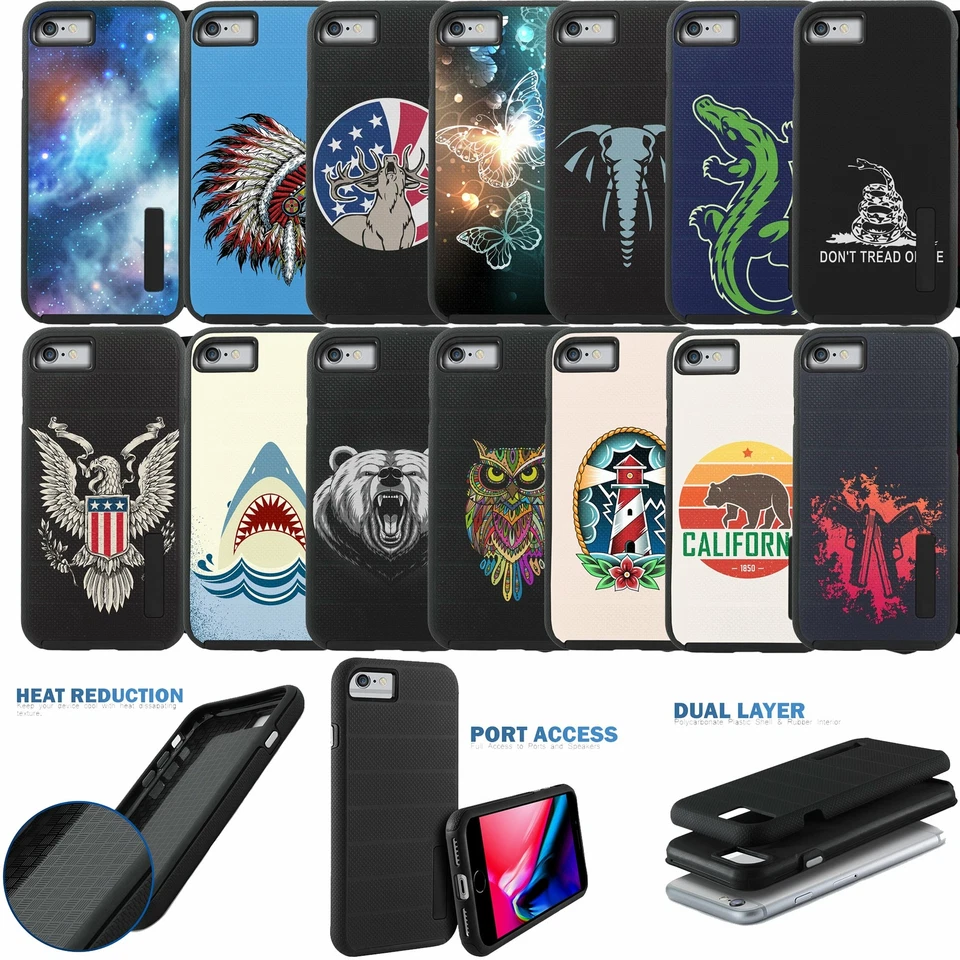 Hybrid Case for iPhone 8 Plus/ 7 Plus, Dual Layer Shell Case with Grip Design - Image 1 of 1