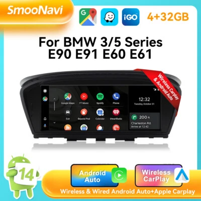 Apple Carplay 32GB Car Stereo Android 14 GPS For BMW 5/3 Series CCC E60 E61 E63 - Image 1 of 4