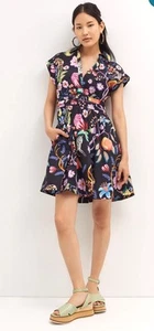 Anthropologie Maeve 🌺🦓 Floral Mini Dress Black Motiv Floral Exotic Pockets 00P - Bild 1 von 12