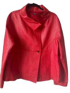 Worth New York Women's Asymmetrical Red Coated Jacket Size Large - Picture 1 of 3