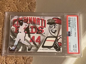 2002 Fleer Hot Materials Adam Dunn Game Worn Reds Jersey Card PSA 8 LOWPOP 2 NO^ - Picture 1 of 1