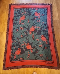 Bob Timberlake Cardinal Tapestry Throw Blanket 48" x 67"” Vintage USA Made - Picture 1 of 9