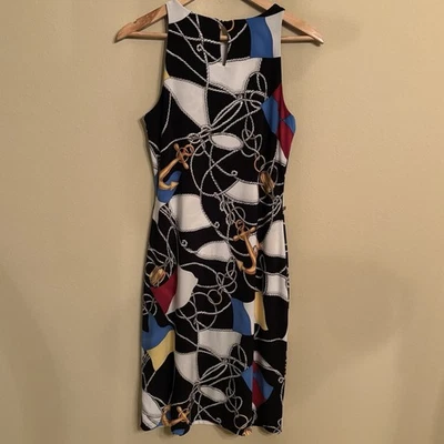 RALPH LAUREN Dress Women PS Fransisco Anchor-Print Sheath Jersey Crewneck Preppy - Image 1 of 4