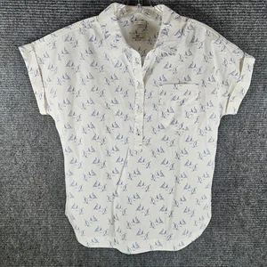 Vineyard Vines Top Womens 12 Blue White Sailboat Cotton Popover Collar Beach - Picture 1 of 6