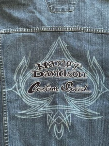 Vintage 2005 Harley Davidson Large Embroidered Custom Speed Denim Jean Jacket - Picture 1 of 13