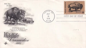 STAMP US SCOTT 1392 "Buffalo-Wildlife Conservation" 6 CENT 1970 FDC - A - Picture 1 of 1