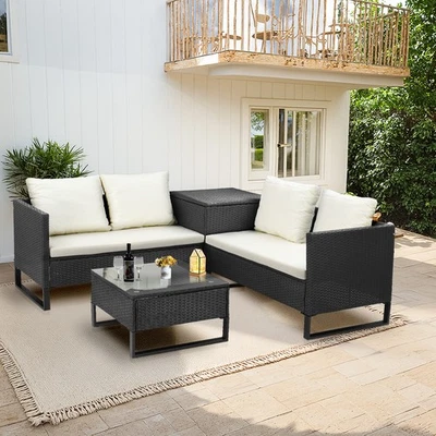 OUTVITA Polyrattan Gartenmöbel Set Outdoor Lounge Balkonmöbel für 4 Personen DE - Bild 1 von 4