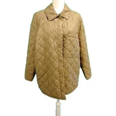 Banana Republic Women's Jacket Size M/L - Khaki Colored Quilted Jacket - Image 1 of 4